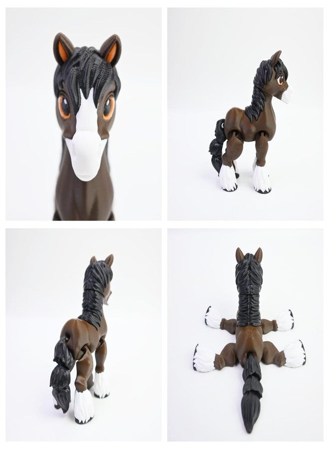 VUNDO 3D Printed Foal, 3D Printed Animals, Full Articulated Flexible Fidget Toys for Desk Décor - Brown - Small - 5Inch - Image 3